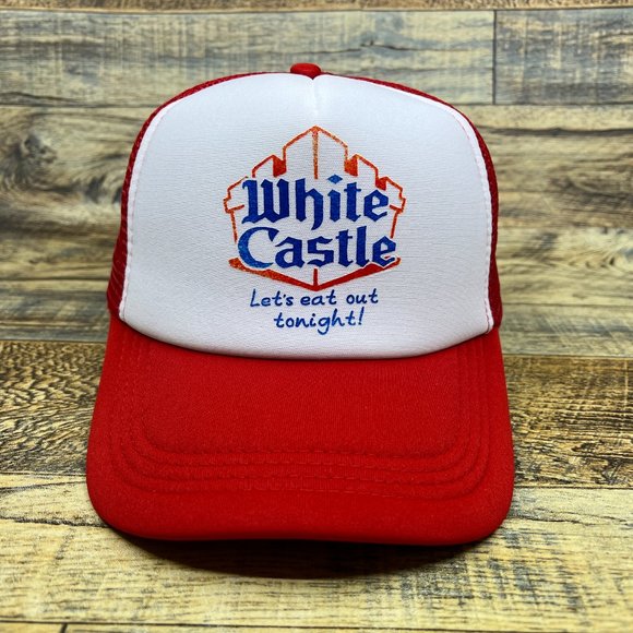 White Castle Mens Trucker Hat Red Snapback Vintage Logo Retro Fast Food Cap - Picture 2 of 5
